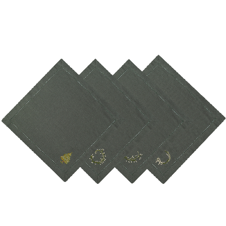 Комплект салфеток столовых lin/cotton с вышивкой Запах Рождества