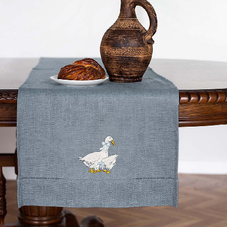 Дорожка столовая lin/cotton с вышивкой Goose bernadotte