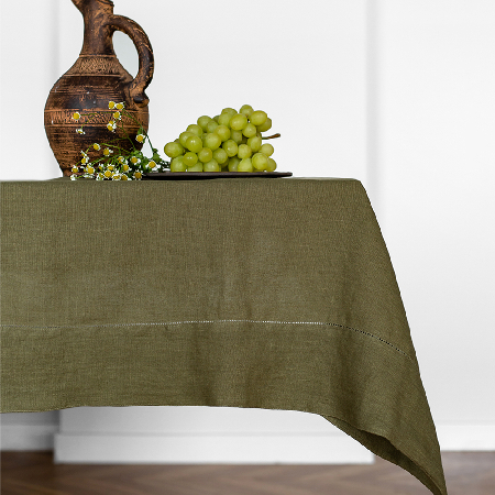 Скатерть столовая lin/cotton Olive Green