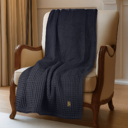 Плед вафельный Графит с вышивкой BH