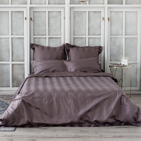 Комплект постельного белья Винсент Chocolate страйп-сатин 400 TC