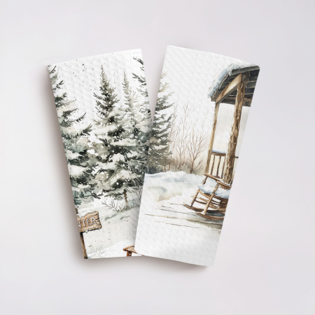 Набор полотенец вафельных Зимний двор