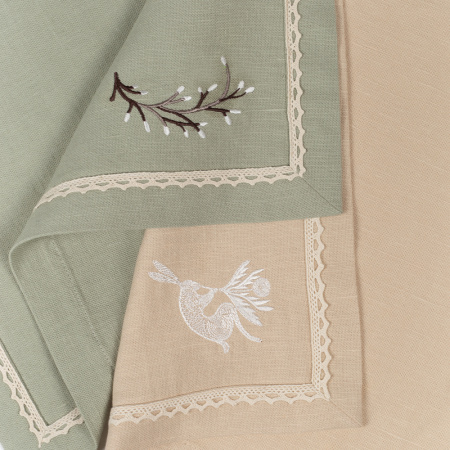 Набор салфеток столовых с вышивкой Easter bunny (nude)