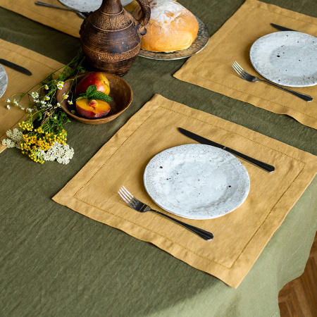 Скатерть столовая lin/cotton Olive Green