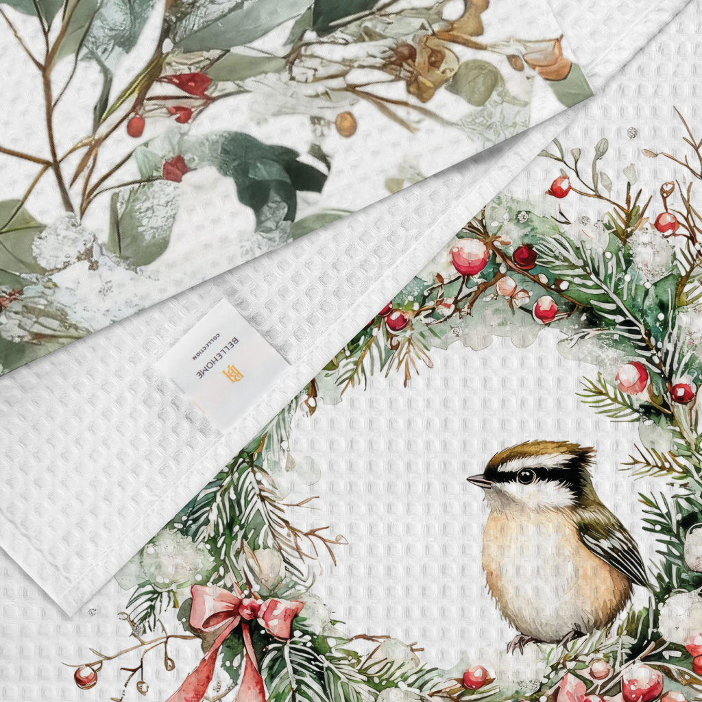 Набор полотенец вафельных Зимний кардинал