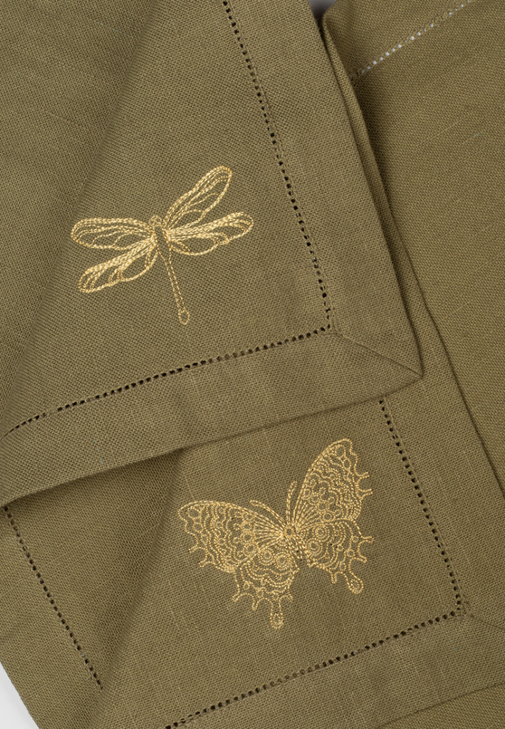 Комплект салфеток столовых с вышивкой lin/cotton Golden wings