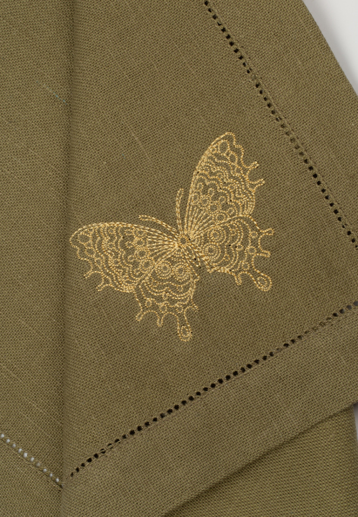 Комплект салфеток столовых с вышивкой lin/cotton Golden wings