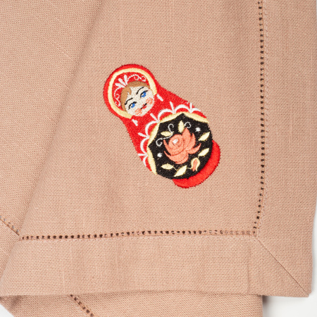 Комплект салфеток столовых с вышивкой lin/cotton Matryoshka style