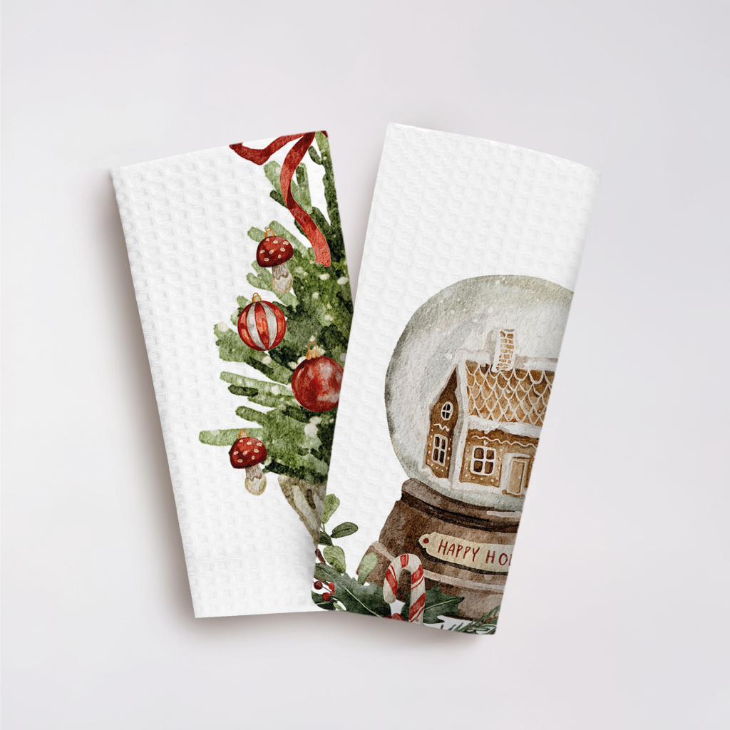 Набор полотенец вафельных Зимнее настроение