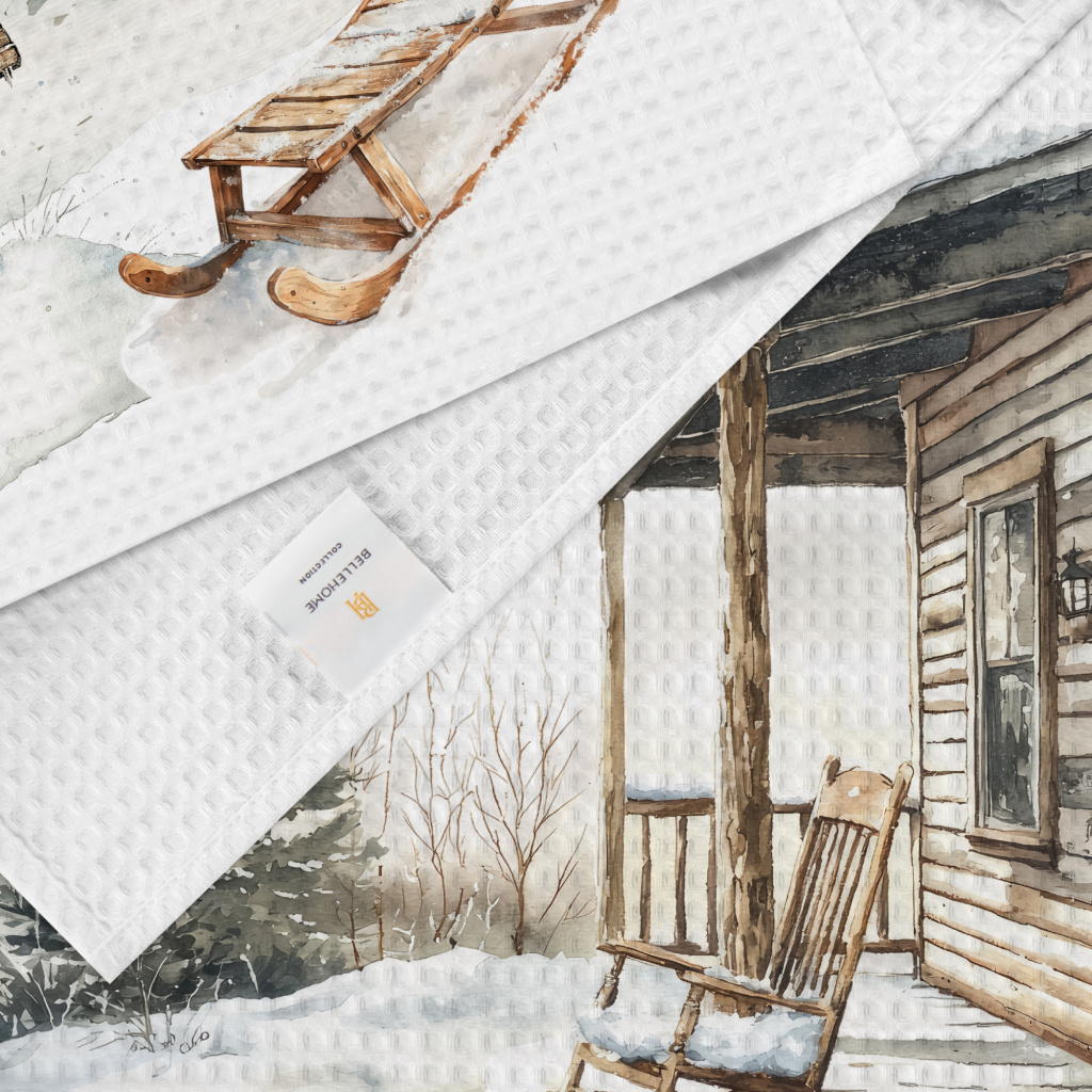 Набор полотенец вафельных Зимний двор