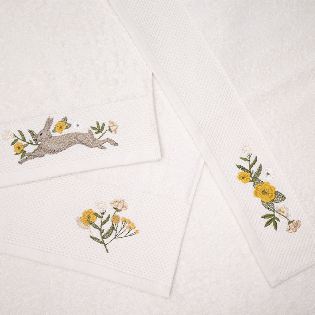 Набор махровых полотенец Айвори с вышивкой Зайки Дюрер