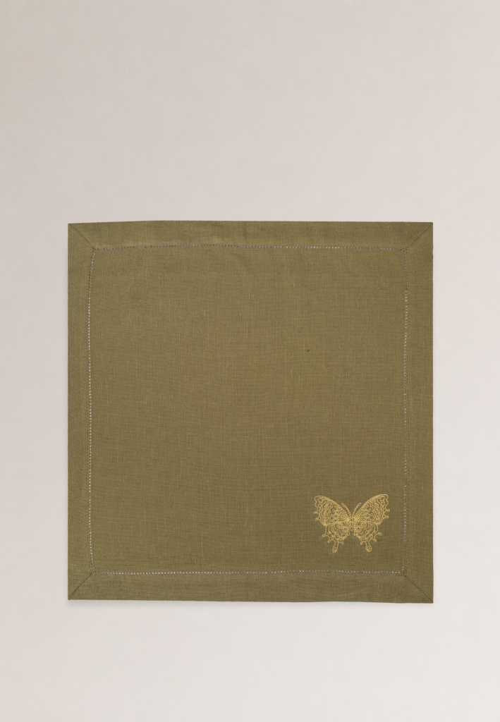 Комплект салфеток столовых с вышивкой lin/cotton Golden wings
