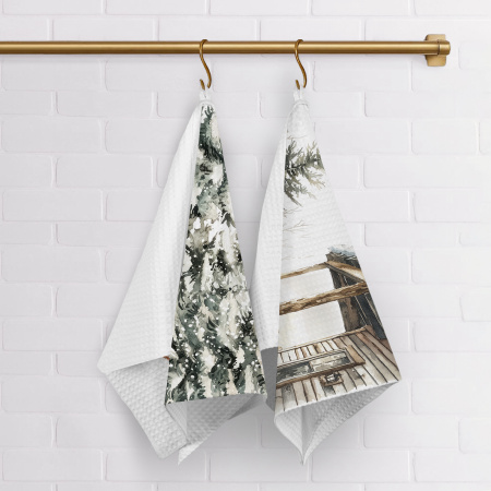 Набор полотенец вафельных Зимний двор