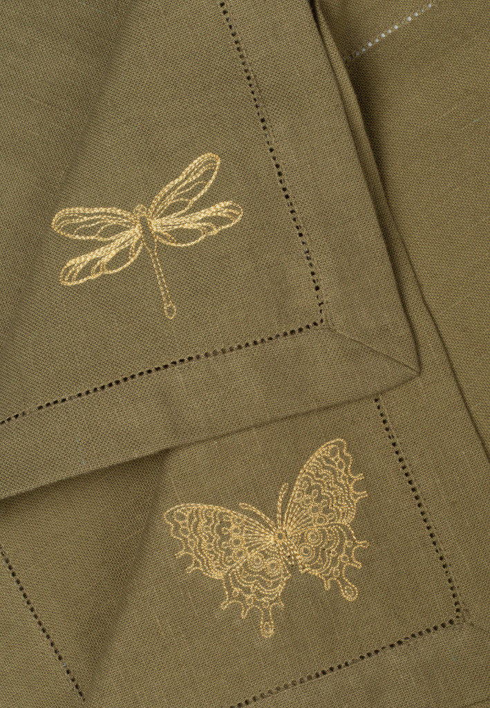 Комплект салфеток столовых с вышивкой lin/cotton Golden wings