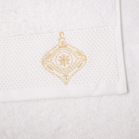 Набор махровых полотенец Айвори с вышивкой Елочные игрушки