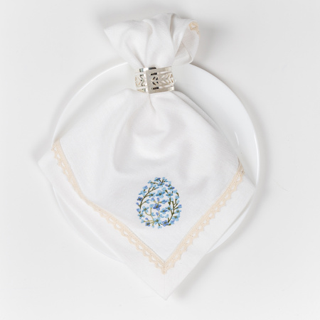 Набор салфеток столовых с вышивкой Rabbit faberge (blue)