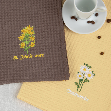 Комплект полотенец вафельных Луговая ромашка