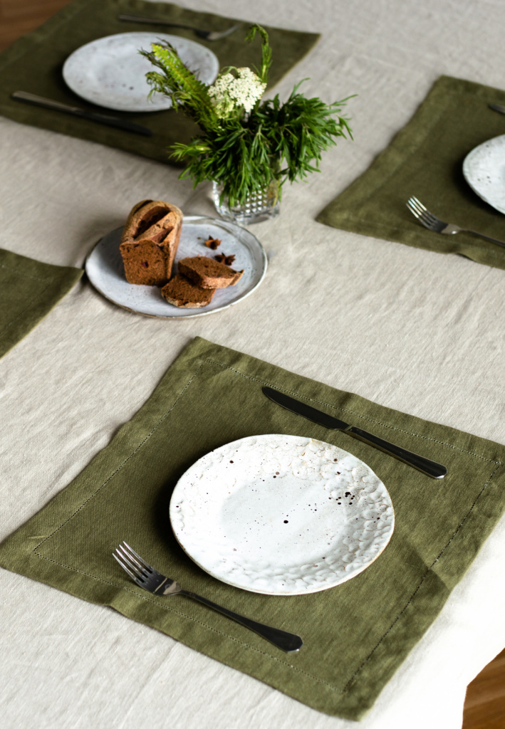 Комплект салфеток столовых lin/cotton Olive Green