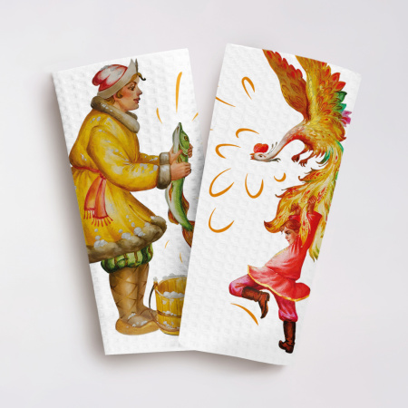 Набор полотенец вафельных Сказки о чуде "Федоскино"