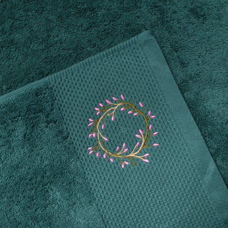 Набор махровых полотенец Изумруд с вышивкой Запах Рождества