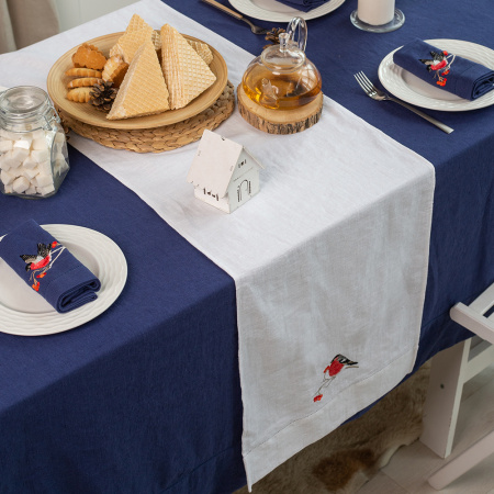 Дорожка столовая lin/cotton с вышивкой Русская зима
